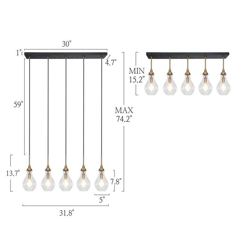 Mercer41 Hooman 5 - Light Dimmable Kitchen Island Modern